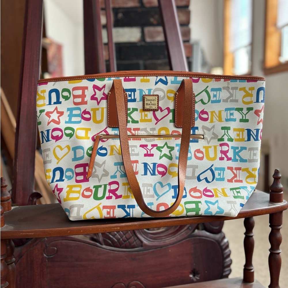 Dooney & Bourke Rainbow Multi Muna XL Zip Top Tote Never used